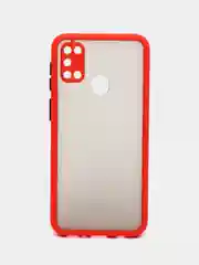 Алый samsung Galaxy M21 / M30s, Галакси М21, М30с чехол матовый силиконовый с цветными кнопками