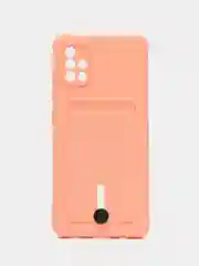 Пастельно-коралловый силиконовый противоударный чехол с карманом для Samsung Galaxy A51 4G (Самсунг А51 4 Джи)