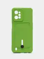Лайм силиконовый чехол для Realme C31, Реалми С31, с карманом для карт, прозрачный