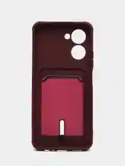 Тёмно-бордовый силиконовый чехол для Realme C33 (Реалми С33), прозрачный