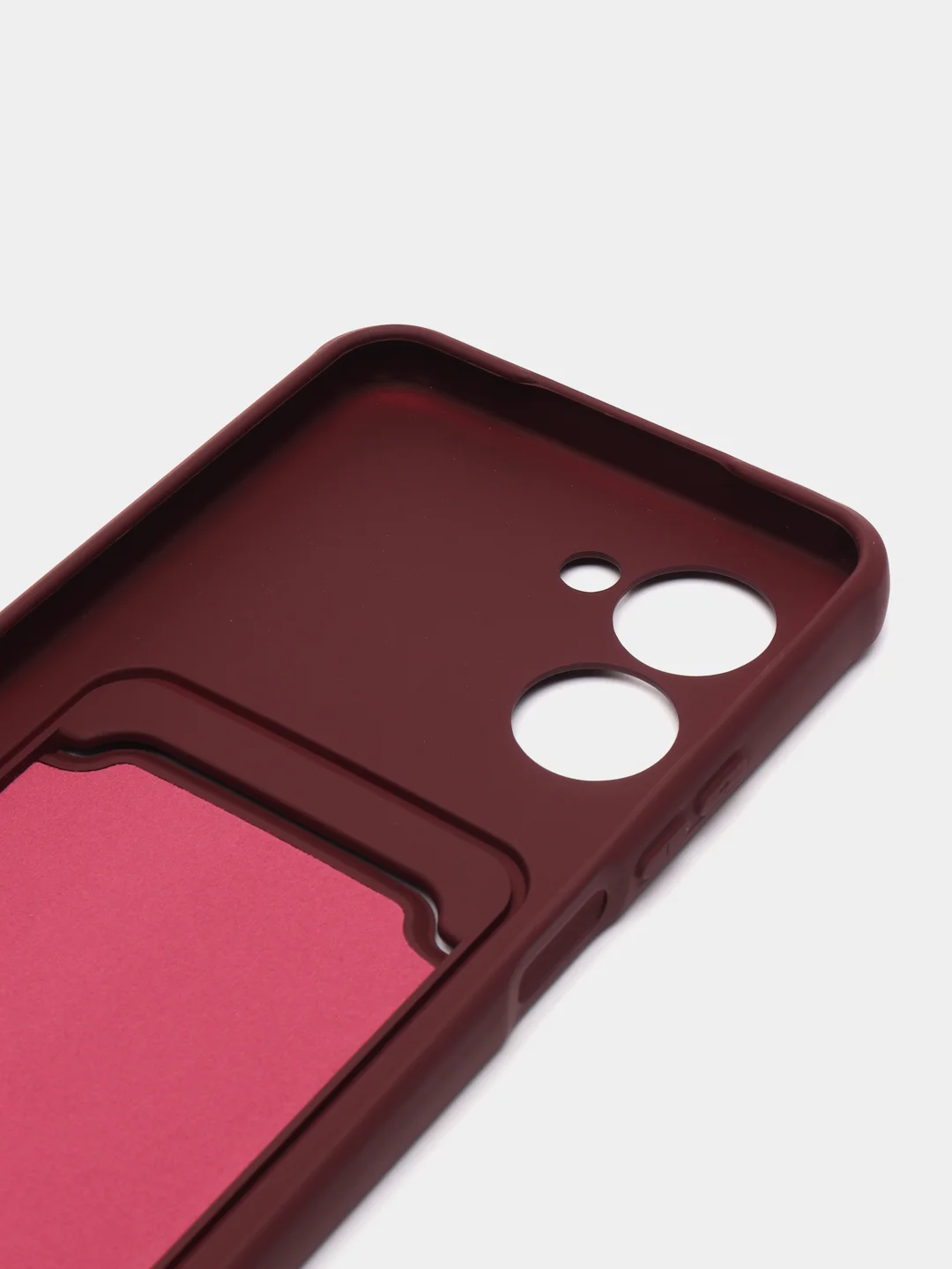 Тёмно-бордовый силиконовый чехол для Realme C33 (Реалми С33), прозрачный