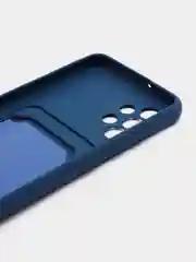 Синий силиконовый противоударный чехол для Samsung Galaxy А32 4G (Самсунг А32 4G), с карманом