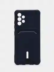 Темно-синий силиконовый противоударный чехол для Samsung Galaxy А32 4G (Самсунг А32 4G), с карманом