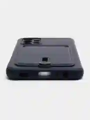 Темно-синий силиконовый противоударный чехол для Samsung Galaxy А32 4G (Самсунг А32 4G), с карманом