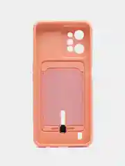 Пастельно-коралловый силиконовый чехол для Realme C31, Реалми С31, с карманом для карт, прозрачный