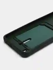 Тёмно-зелёный силиконовый чехол для Realme C31, Реалми С31, с карманом для карт, прозрачный