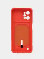 Коралловый силиконовый чехол для Realme C31, Реалми С31, с карманом для карт, прозрачный