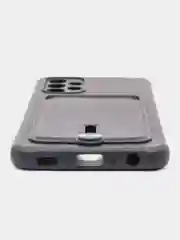 Черный силиконовый противоударный чехол для Samsung Galaxy А32 4G (Самсунг А32 4G), с карманом