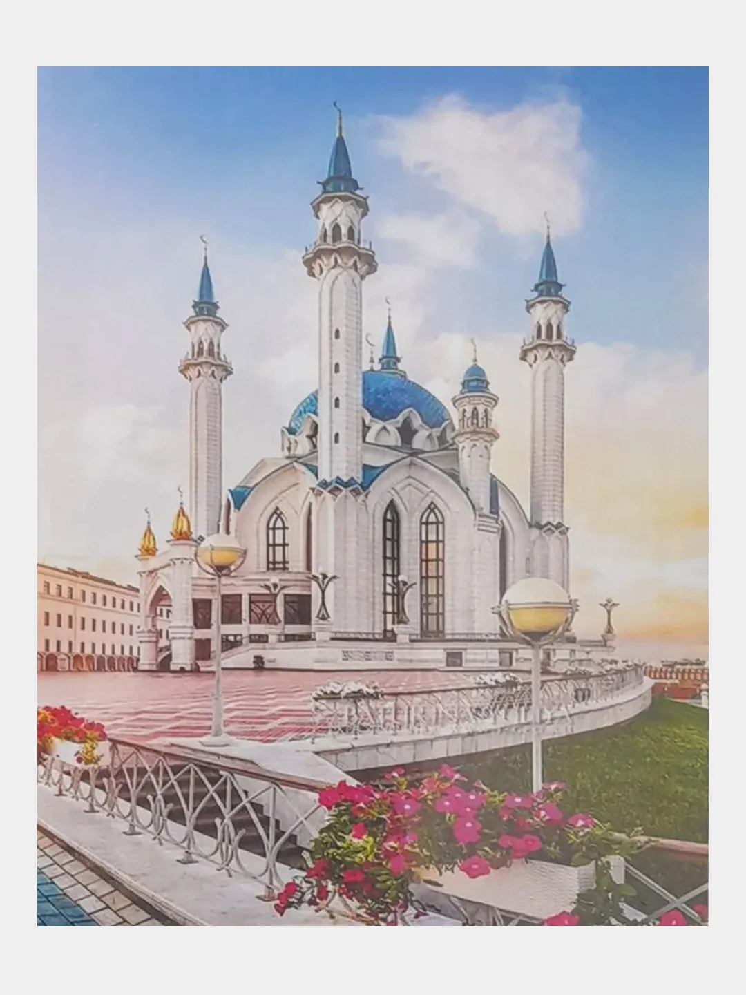 Слоновая кость алмазная мозаика на подрамнике, 40 х 50 см, "Кул-Шариф, пейзаж,  природа,  лебеди, ангел"