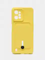 Желтый силиконовый чехол для Realme C31, Реалми С31, с карманом для карт, прозрачный