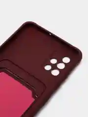 Тёмно-бордовый силиконовый противоударный чехол с карманом для Samsung Galaxy A51 4G (Самсунг А51 4 Джи)