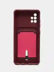 Тёмно-бордовый силиконовый противоударный чехол с карманом для Samsung Galaxy A51 4G (Самсунг А51 4 Джи)