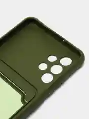 Зелёный хаки силиконовый противоударный чехол для Samsung Galaxy А32 4G (Самсунг А32 4G), с карманом