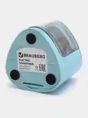 Точилка электрическая BRAUBERG DUAL (для 2 диаметров карандашей!), 4 батарейки АА, голубая