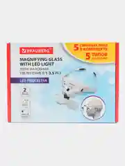 Лупа налобная, увеличительное стекло с Led-подсветкой, 5 сменных линз, Brauberg, 455929