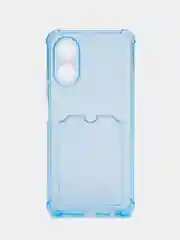 Голубой чехол для Oppo A17 / A17K, Оппо А17, А17К, прозрачный, с карманом для карты