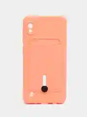 Пастельно-коралловый чехол для Samsung Galaxy A10 (Самсунг Галакси А10), с карманом для карт