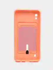 Пастельно-коралловый чехол для Samsung Galaxy A10 (Самсунг Галакси А10), с карманом для карт