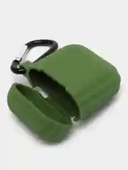 Зеленый чехол для наушников AirPods 1, 2, AirPods Pro, с брелоком, c карабином, силиконовый