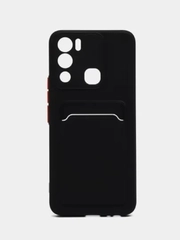 Силиконовый чехол для Infinix HOT 12i (Инфиникс Хот 12 Ай), с карманом для карт, прозрачный