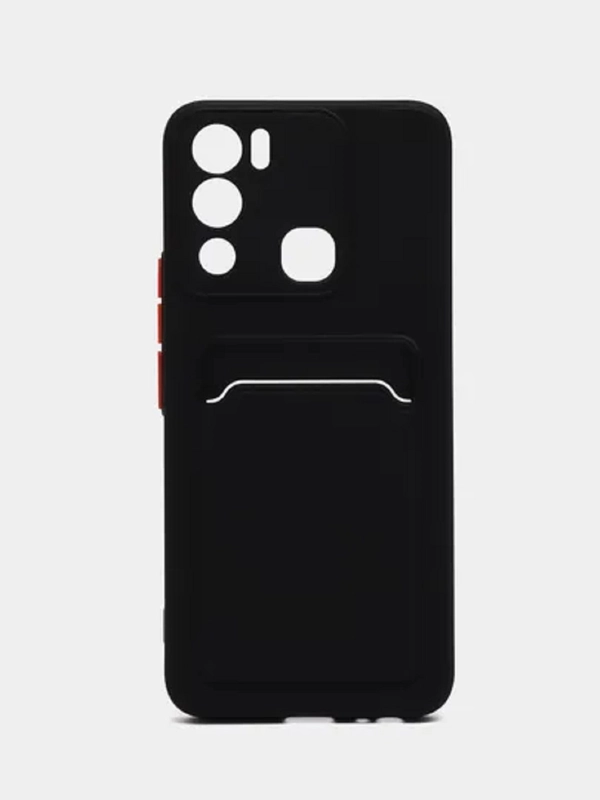 Силиконовый чехол для Infinix HOT 12i (Инфиникс Хот 12 Ай), с карманом для карт, прозрачный