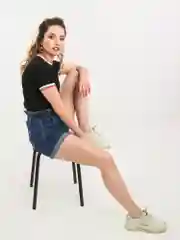 Синий шорты женские джинсовые с подворотами Summer