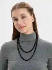 Черный бусы из искусственного жемчуга