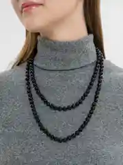 Черный бусы из искусственного жемчуга