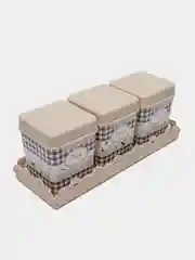 Бежевый набор для хранения сыпучих продуктов, на подставке 1,2 л, контейнер для соли, сахара, чая
