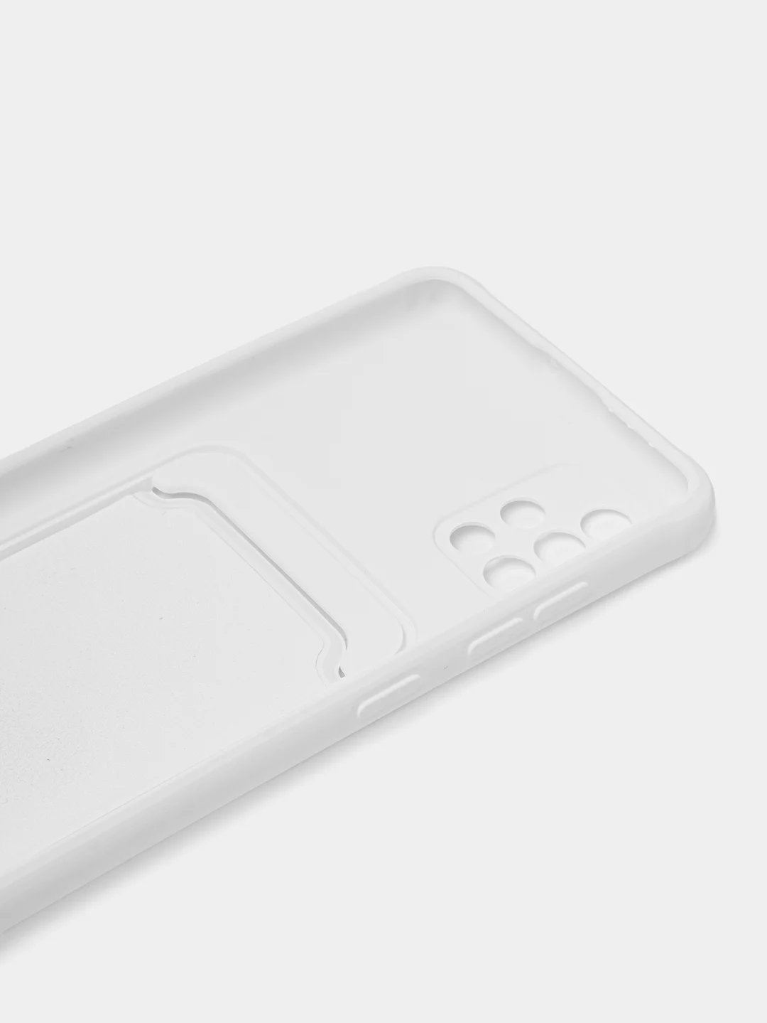 Белый силиконовый противоударный чехол с карманом для Samsung Galaxy A51 4G (Самсунг А51 4 Джи)