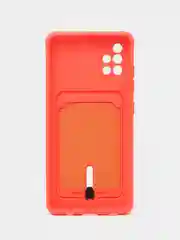 Коралловый силиконовый противоударный чехол с карманом для Samsung Galaxy A51 4G (Самсунг А51 4 Джи)