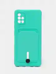 Мятный силиконовый противоударный чехол с карманом для Samsung Galaxy A51 4G (Самсунг А51 4 Джи)