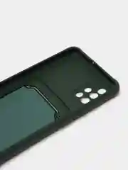 Тёмно-зелёный силиконовый противоударный чехол с карманом для Samsung Galaxy A51 4G (Самсунг А51 4 Джи)