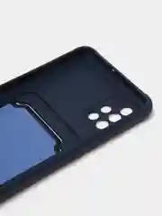 Темно-синий силиконовый противоударный чехол с карманом для Samsung Galaxy A51 4G (Самсунг А51 4 Джи)