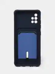 Темно-синий силиконовый противоударный чехол с карманом для Samsung Galaxy A51 4G (Самсунг А51 4 Джи)