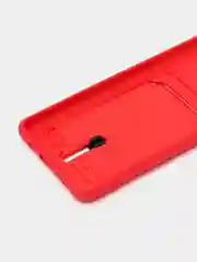 Вишнёвый силиконовый противоударный чехол с карманом для Samsung Galaxy A51 4G (Самсунг А51 4 Джи)