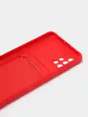 Вишнёвый силиконовый противоударный чехол с карманом для Samsung Galaxy A51 4G (Самсунг А51 4 Джи)