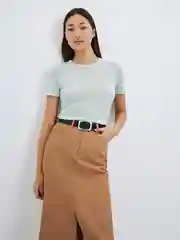 Мятный футболка из вискозы женская облегающая