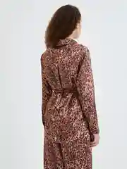 Блузка oversize женская с леопардовым принтом и поясом
