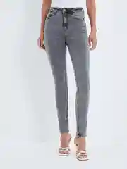 Серый джинсы skinny женские с высокой посадкой