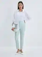 Мятный брюки женские облегающего кроя из хлопка