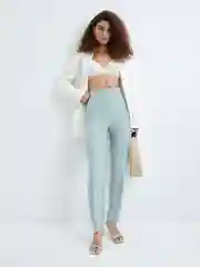 Зеленый брюки женские Zarina на высокой посадки , зауженные к низу