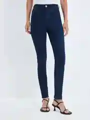 Темно-синий джинсы skinny женские с высокой посадкой