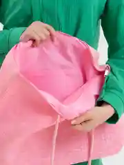Розовый пляжная соломенная сумка