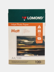 Фотобумага матовая, бумага для печати фото А4, 120 г/м2, 100 листов, Lomond, 360333