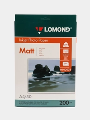 Фотобумага матовая, бумага для печати фото А4, 200 г/м2, 50 листов, Lomond, 360932