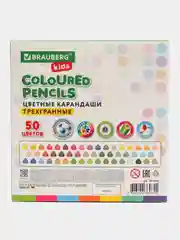 Карандаши цветные для рисования мягкие Brauberg Kids, 50 цветов, трехгранный корпус 181946