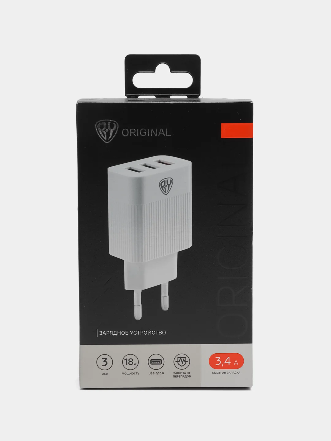 Белый сетевое зарядное устройство Максимум, быстрая зарядка QC3.0, 3xUSB, 3.4А