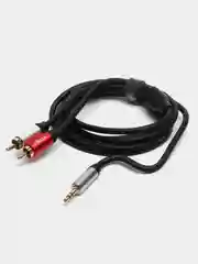 Аудио-кабель mini-Jack, 2RCА, 1, 8м, позолоч. никелир., медь, оплётка ПВХ