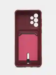 Тёмно-бордовый силиконовый противоударный чехол с карманом для Samsung Galaxy A33 (Самсунг А 33)